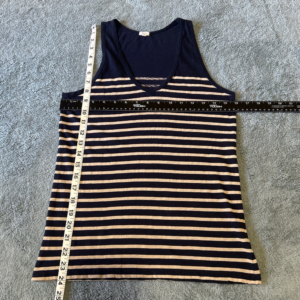 J. Crew Navy Blue and Beige Striped V-Neck Tank Top - Picture 7 of 8